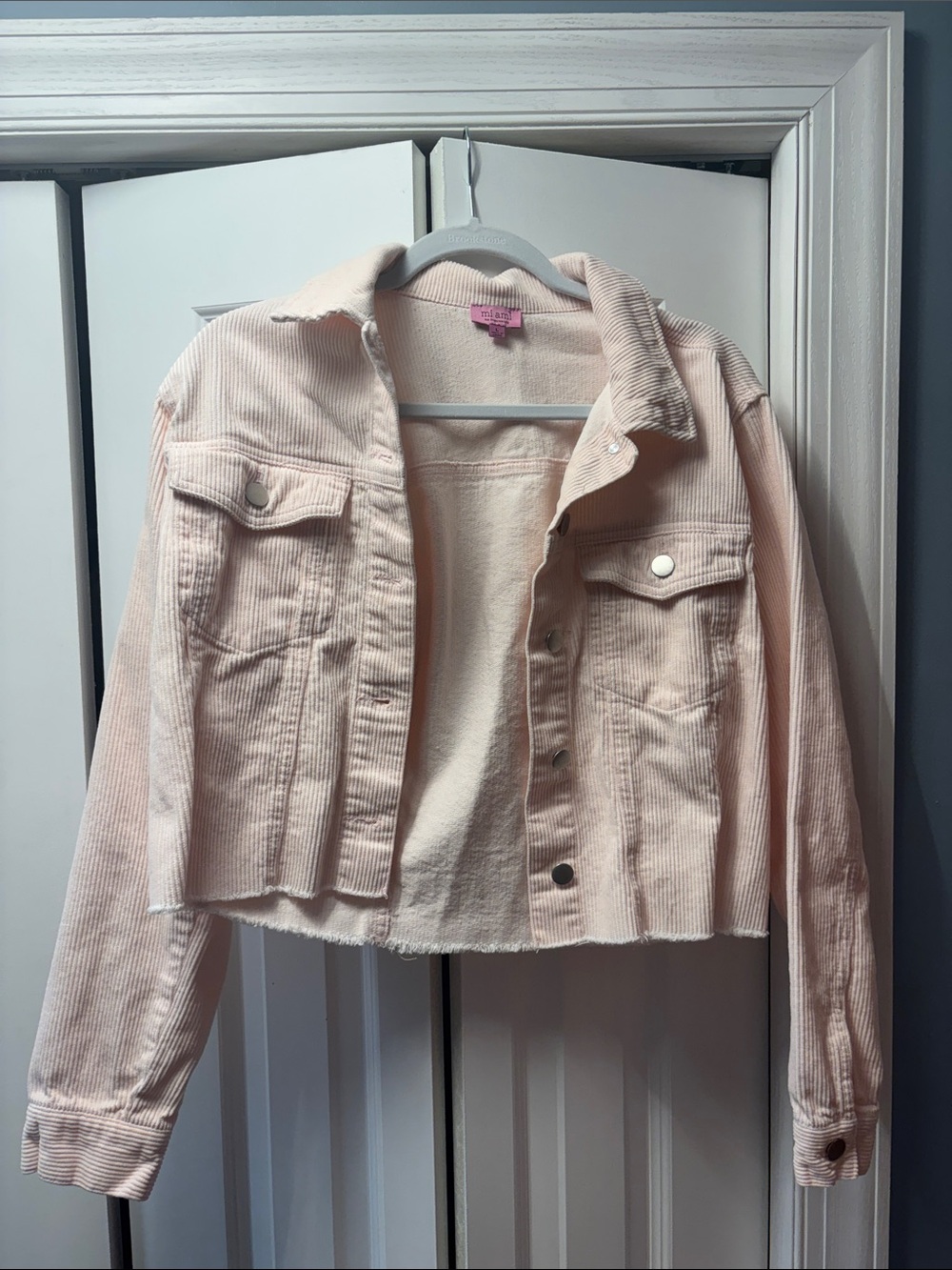 miami Blush Pink Cropped Corduroy Jacket